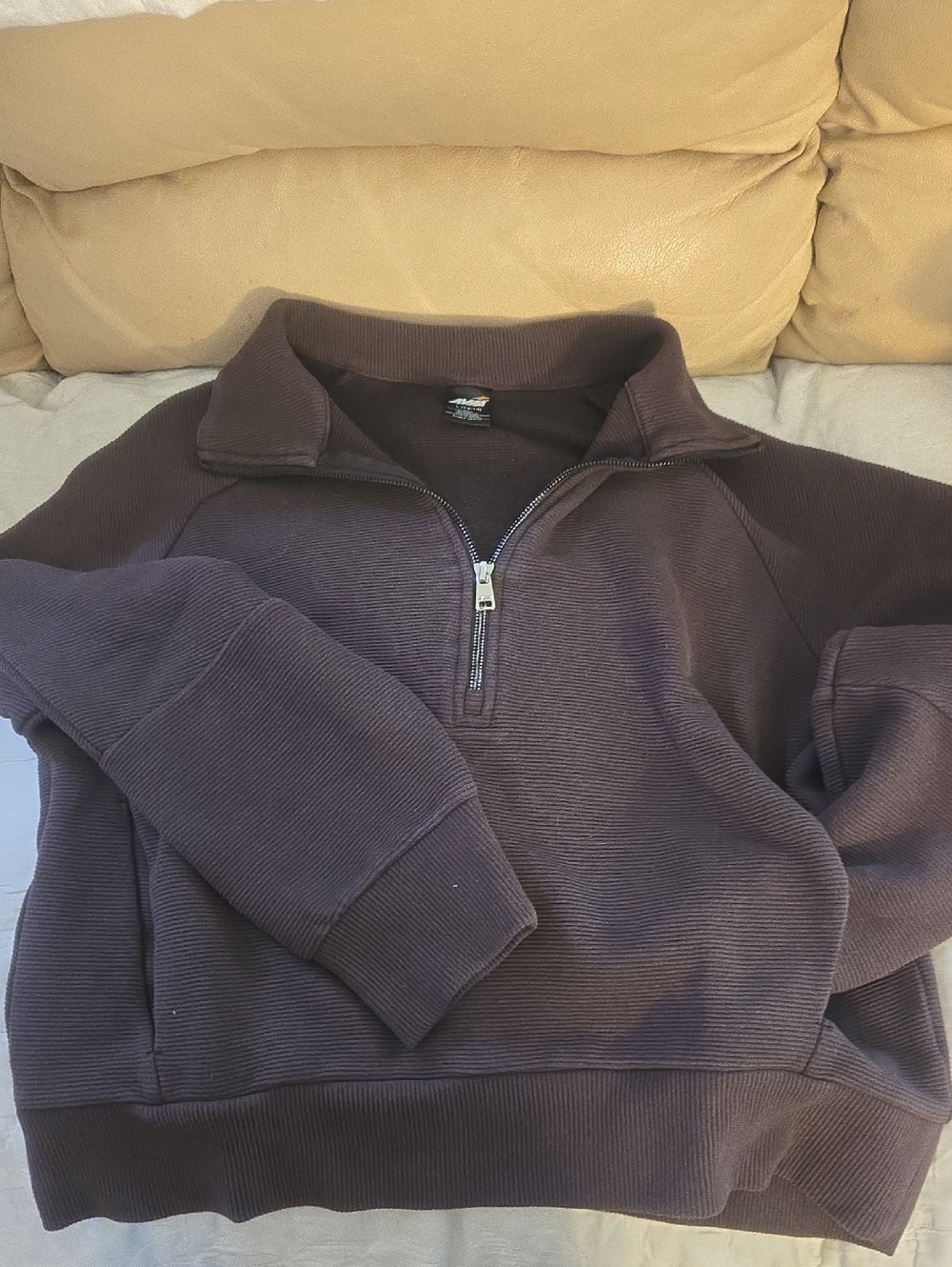 Avia Brown Half-Zip Ribbed Sweater